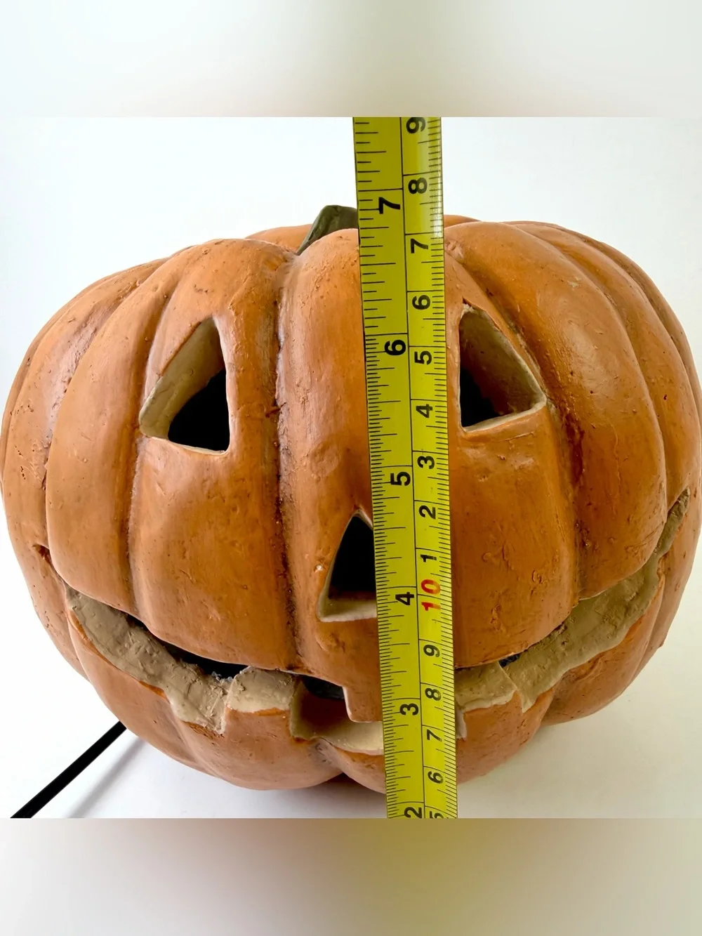 Vintage Lighted Jack O Lantern Pumpkin Hand Painted Primitive Halloween Decor 7”